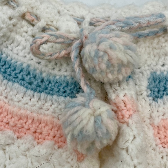 Handmade Crochet Baby Cardigan Sweater Jacket White Pink Blue Infant Knit READ - Picture 3 of 9